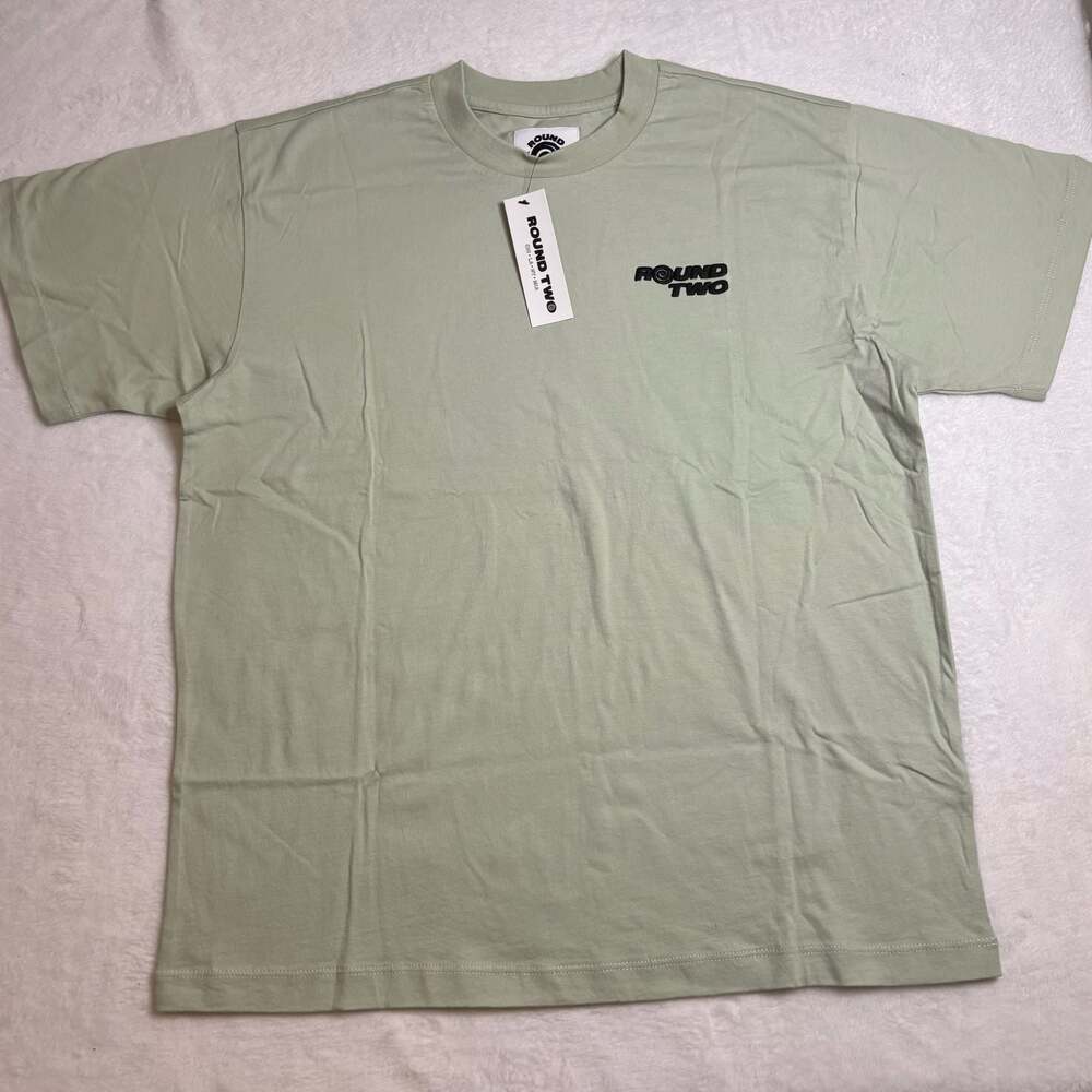 Round Two Logo Flannel Spiral Graphic T-Shirt Sage Green